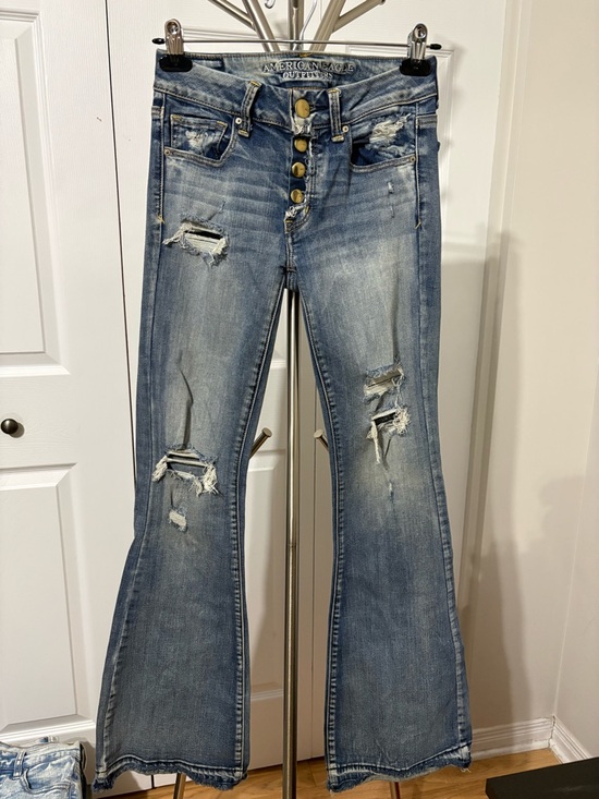 American Eagle Outfitters Denim - American Eagle Outfitters Light Blue Distressed Flare Jeans